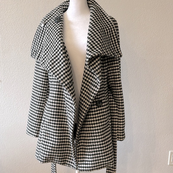 Love Stitch Black And White Checkered Pea coat Size Medium - Picture 3 of 9